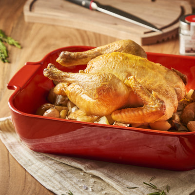 Peugeot Apologia 40 cm Rectangular Ceramic Roaster - Red