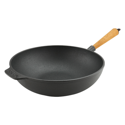 Carl Victor Cast Iron Wok Wood Handle