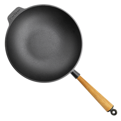 Carl Victor Cast Iron Wok Wood Handle