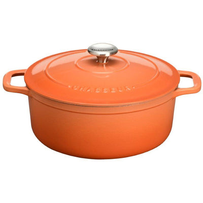 Chasseur Cast Iron Round Casserole - Tangerine