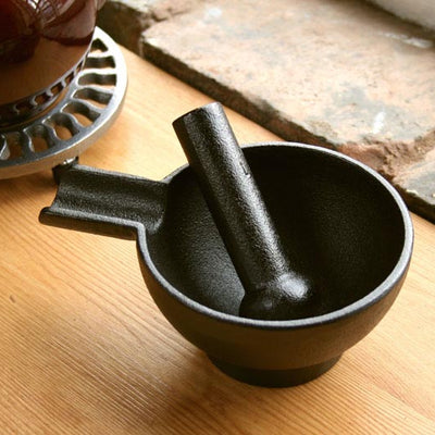 Robert Welch Cast Iron Mortar and Pestle with Handle