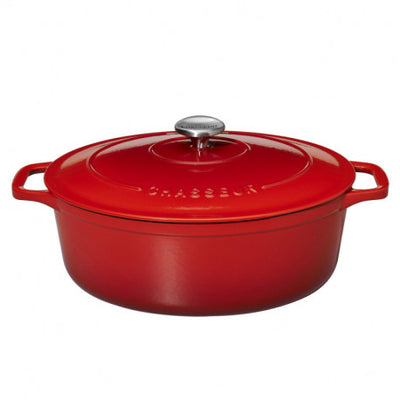 Chasseur Cast Iron 29cm Oval Casserole - Chilli Red