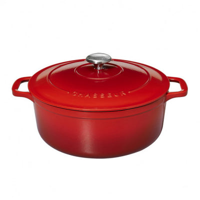 Chasseur Cast Iron 28cm Round Casserole - Chilli Red